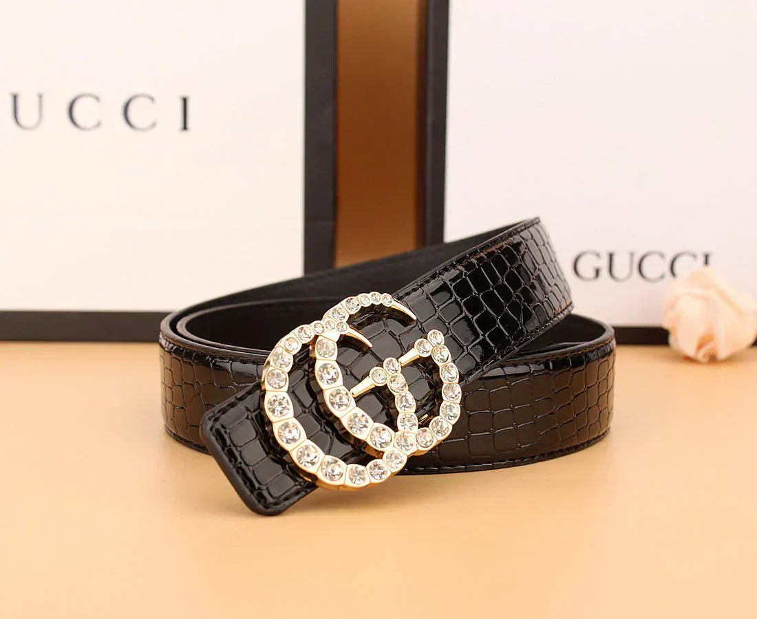 2025 2 Styles Double G Rhinestone Belt