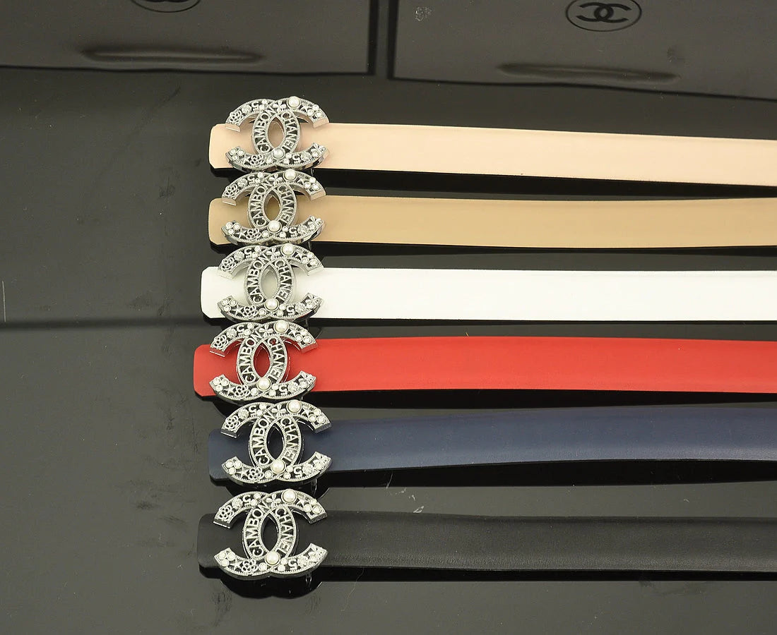 2025 6 color rhinestone pearl letter belt