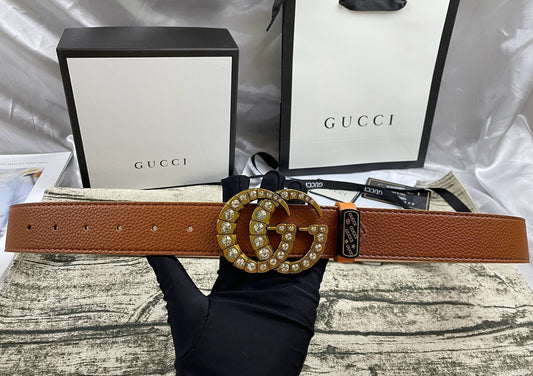 2025 belt 4 Colors double-G rhinestone double-sided lychee pattern belt