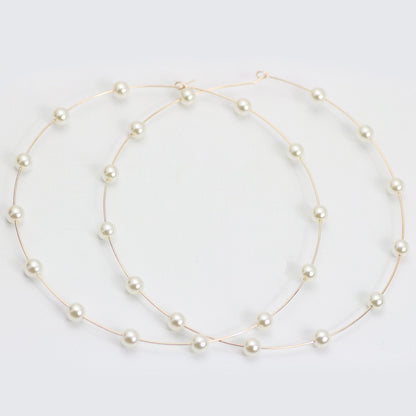 simple pearl big circle earrings earrings