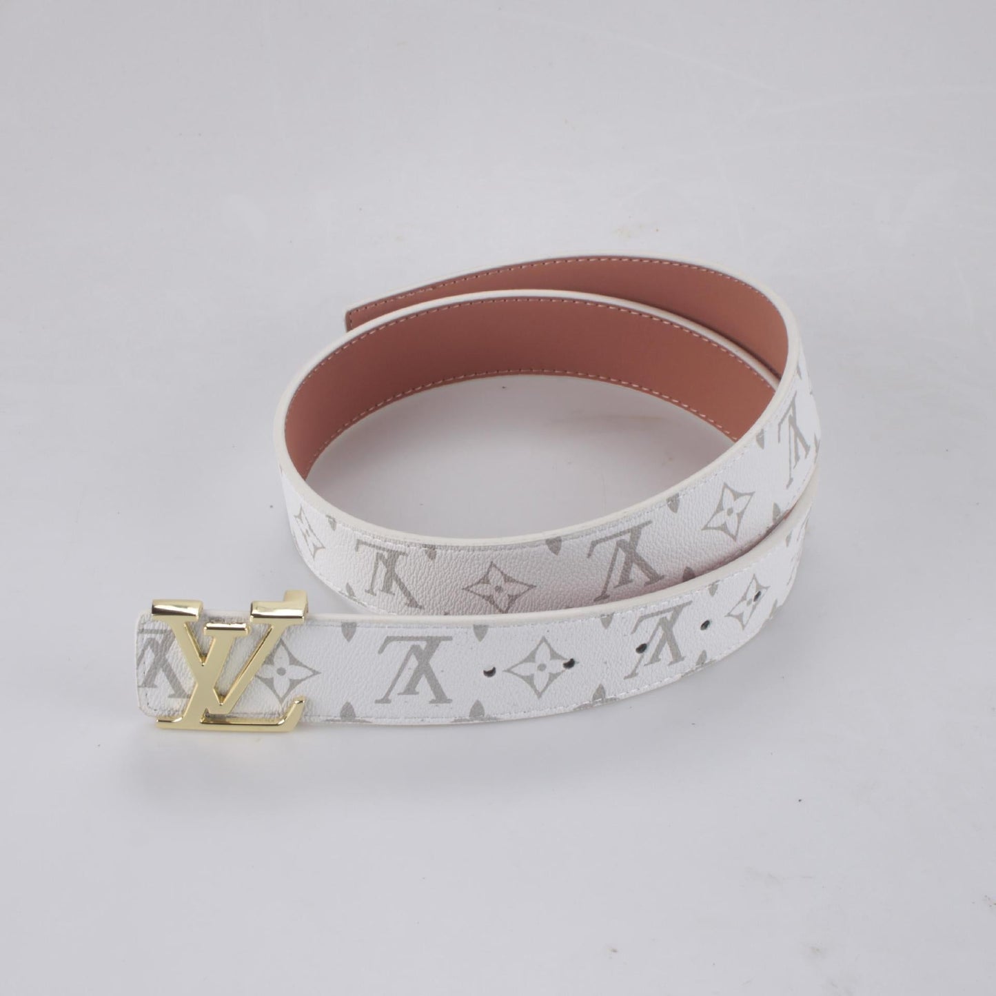 2025  Classic Silver Buckle White Plaid Men's Belt 211