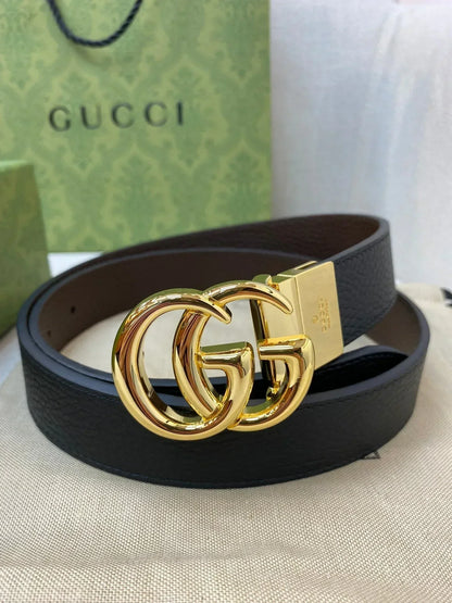 2025 Double-sided imported top-layer cowhide lychee pattern belt, black and coffee, width 3.0