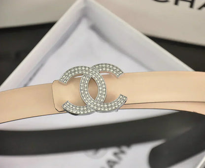 2025 6 color double C pearl rhinestone belt
