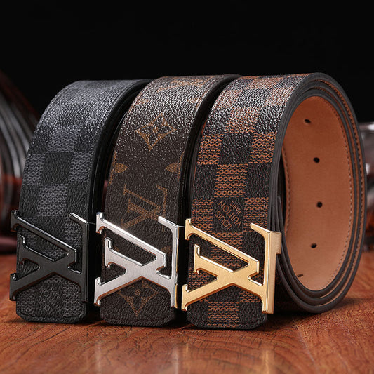 2025 3 Colors  printed letter leather belt