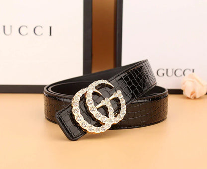 2025 2 Styles   Double G Rhinestone Belt