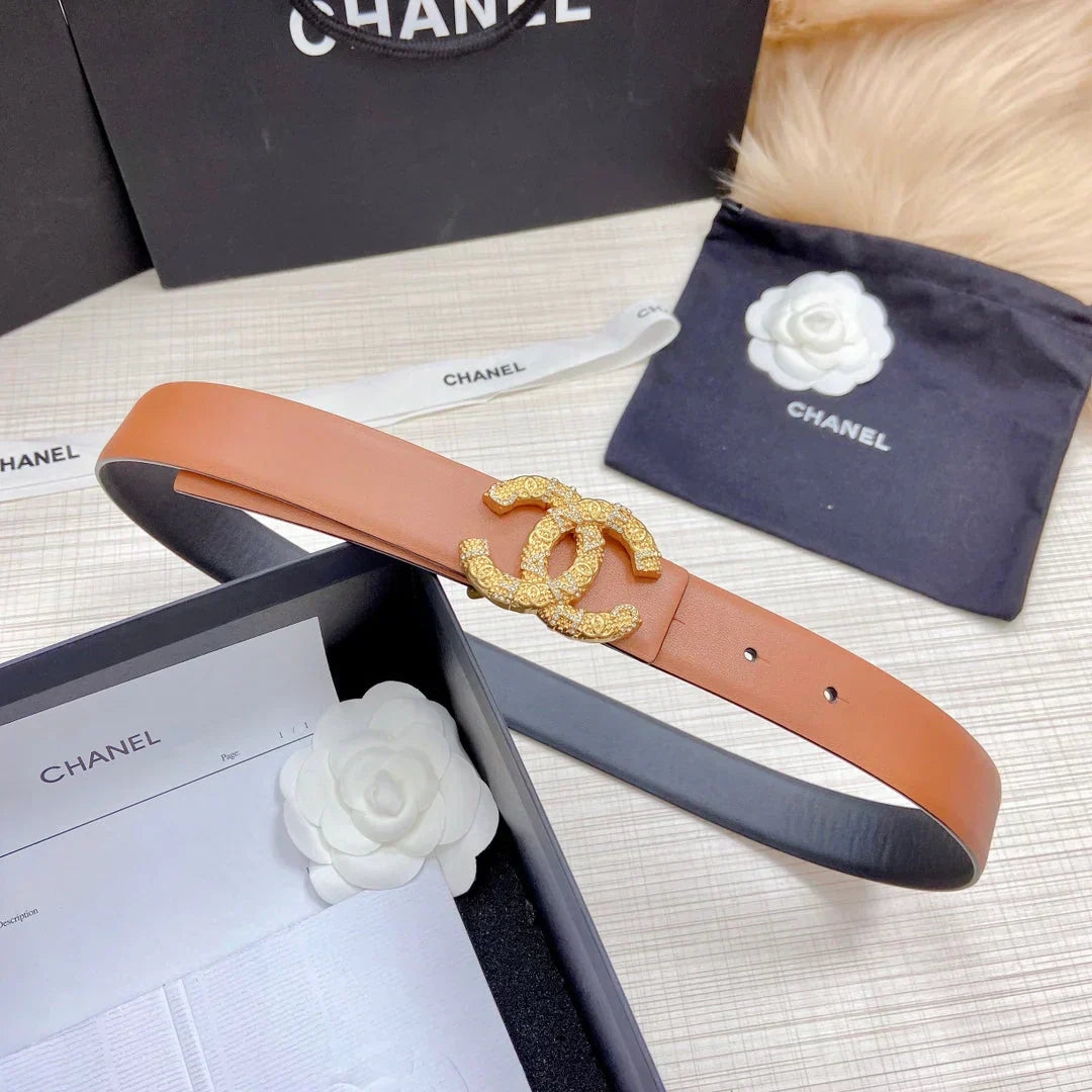 2025 Double-sided imported top layer calfskin plain weave belt Classic brick inlaid