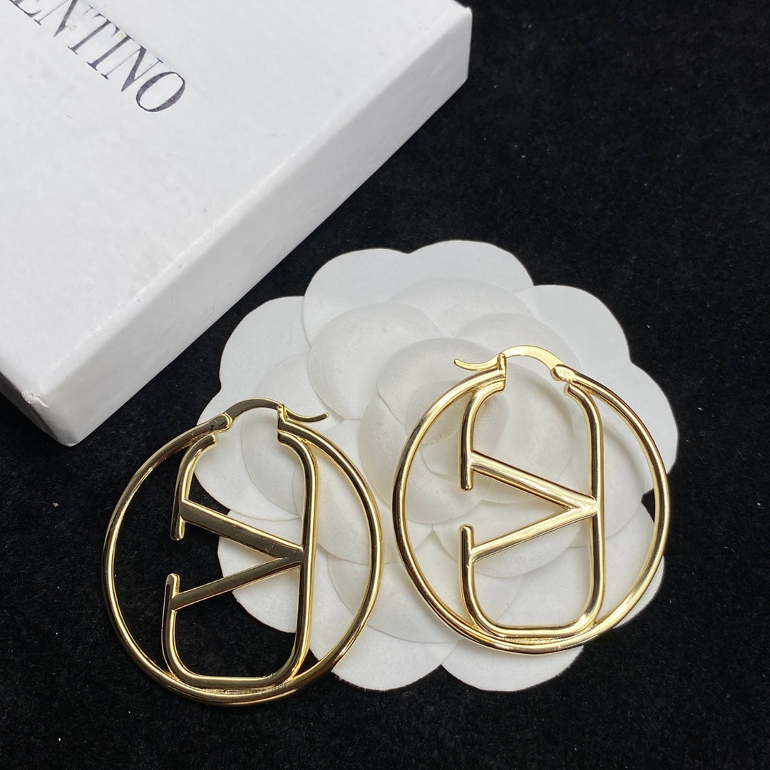 VALENTINO Classic Logo Large Round Earrings