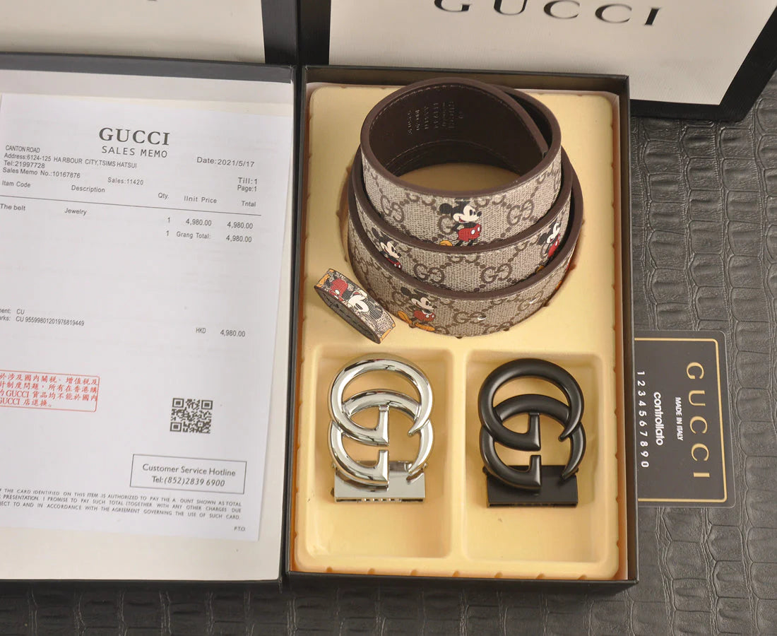 2025 3-color  double G Mickey Mouse print belt