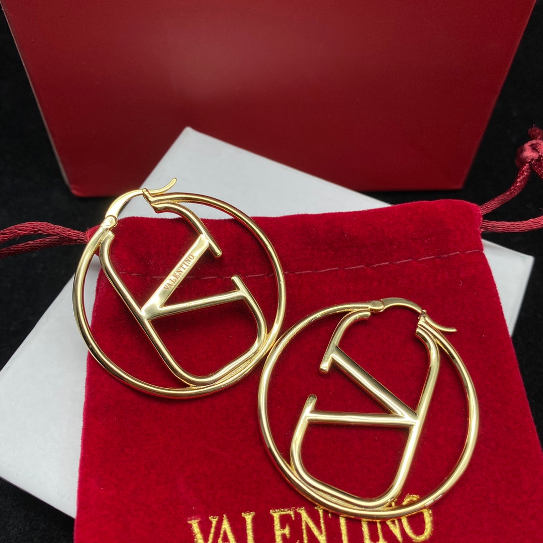 VALENTINO Classic Logo Large Round Earrings