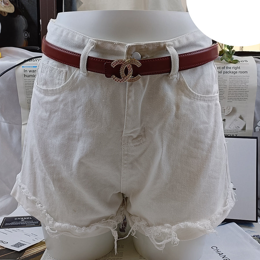 2025 5 Colors  Double C Rhinestone Belt