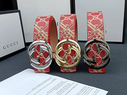 2025 3 Colors  double G stripe calico belt Gender: general