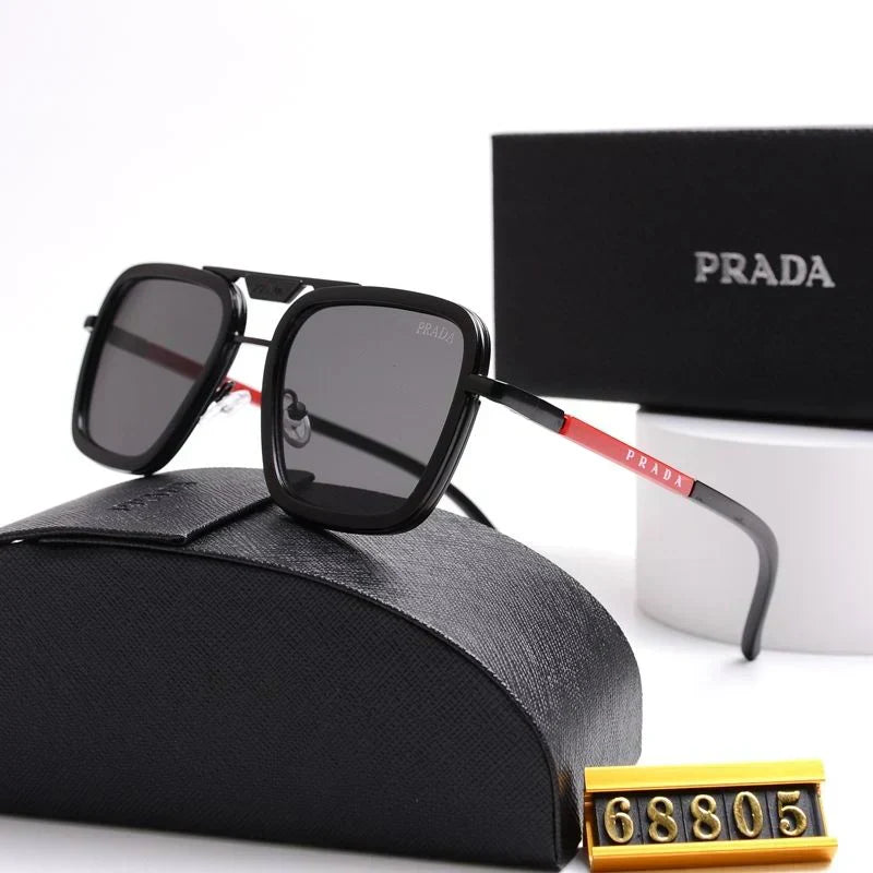 2025 Unisex Double Bridge Metal Square Sunglasses 68805