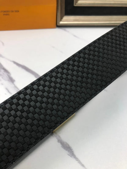 2025 Double-sided cowhide belt with electroplated hardware buckle Width 4.0mm