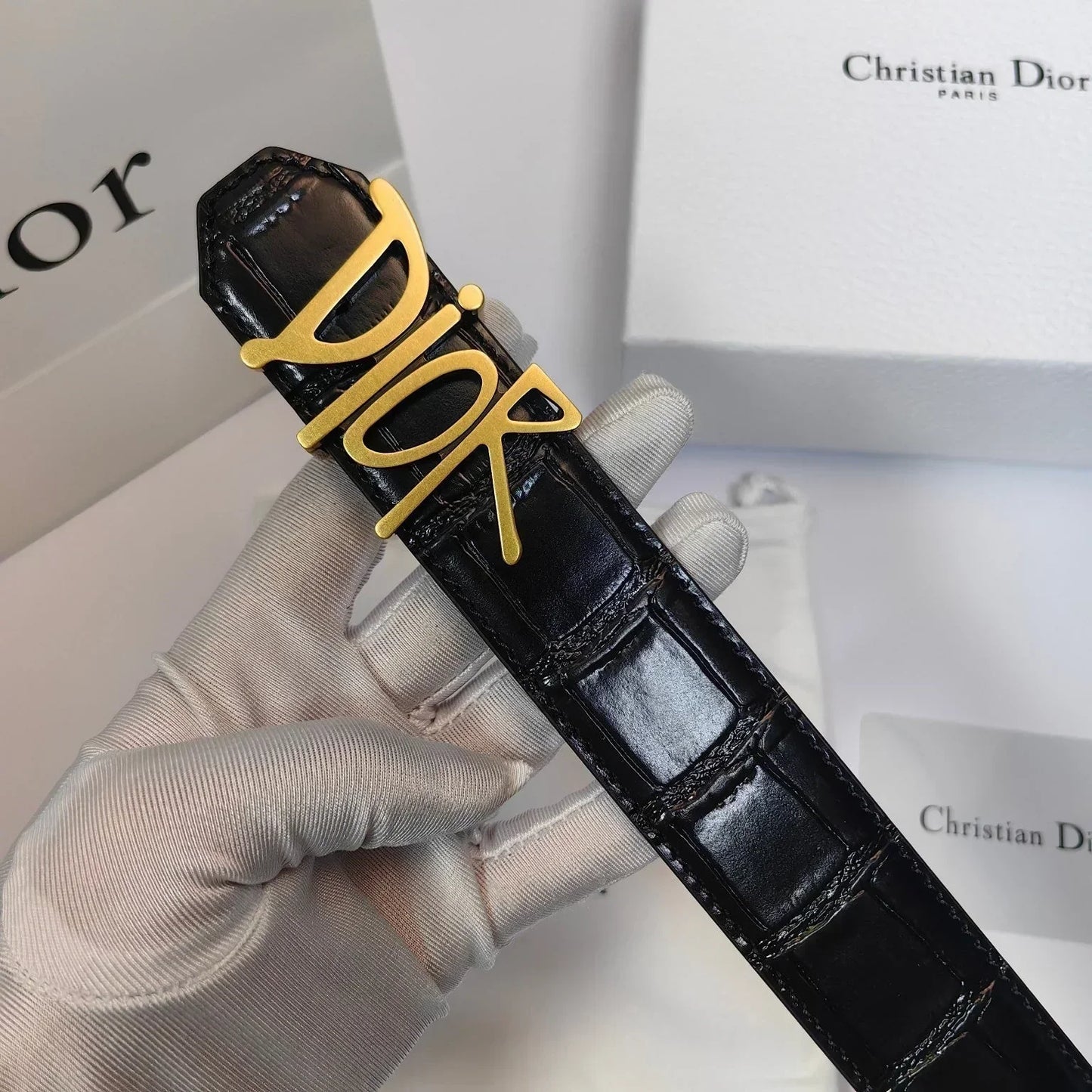 2025 Double-sided crocodile leather belt width 3.5cm