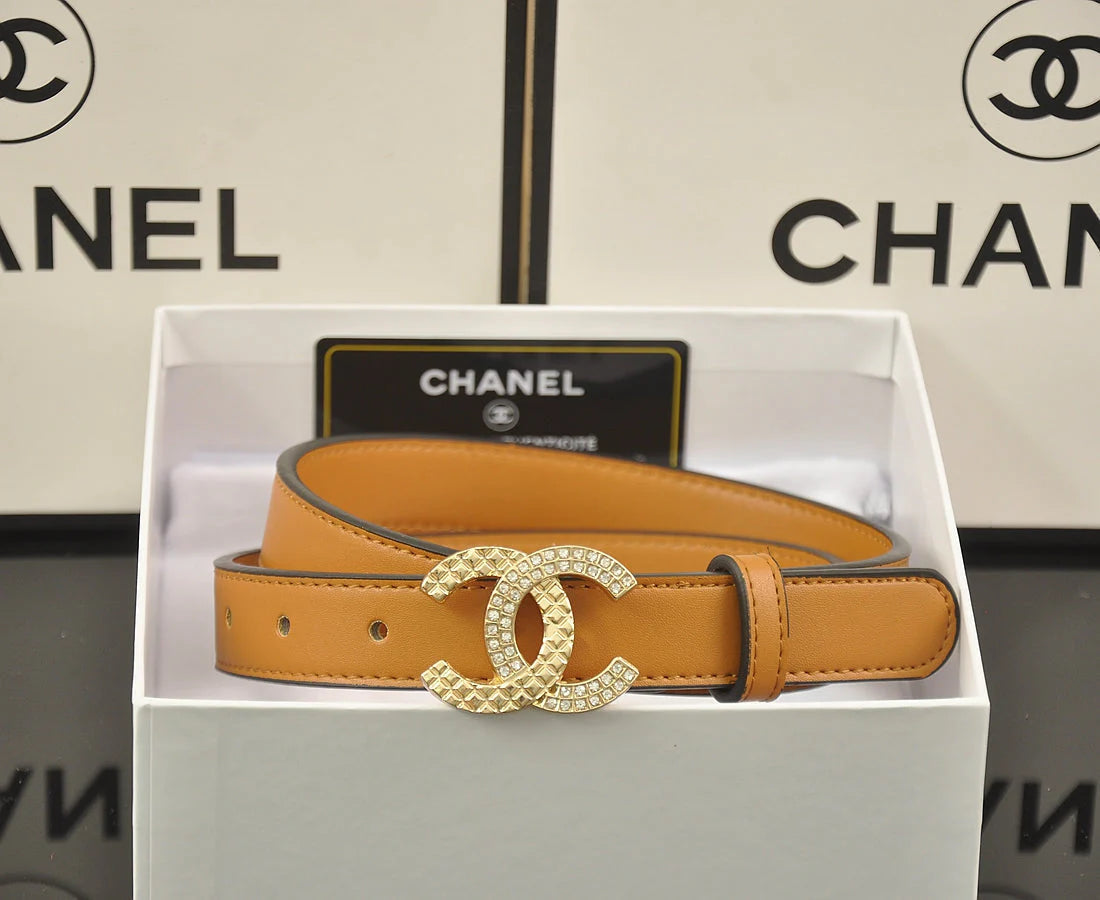 2025 4 Colors fashion double C half rhinestone belt