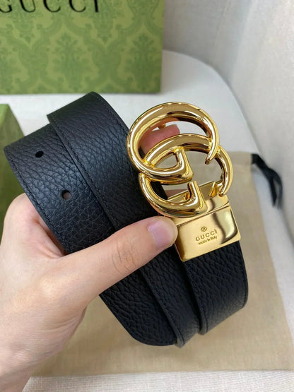 2025 Double-sided imported top-layer cowhide lychee pattern belt, black and coffee, width 3.0