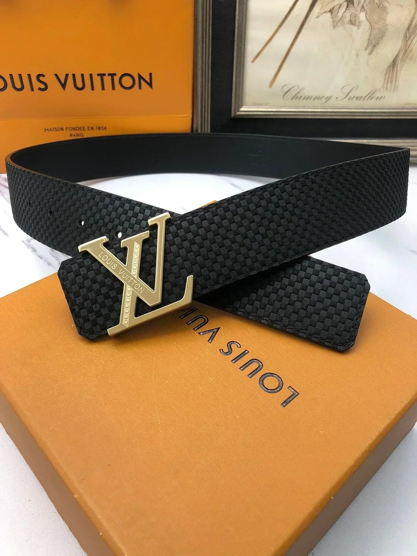 2025 Double-sided cowhide belt with electroplated hardware buckle Width 4.0mm