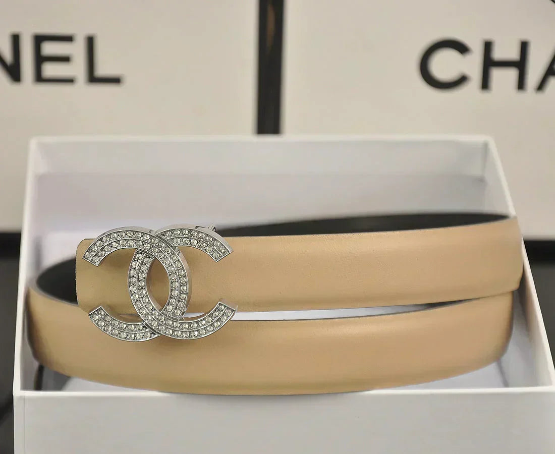 2025 6 color double C pearl rhinestone belt