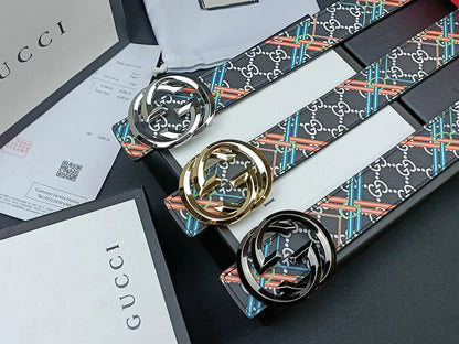 2025 3 Colors double G stripe calico belt