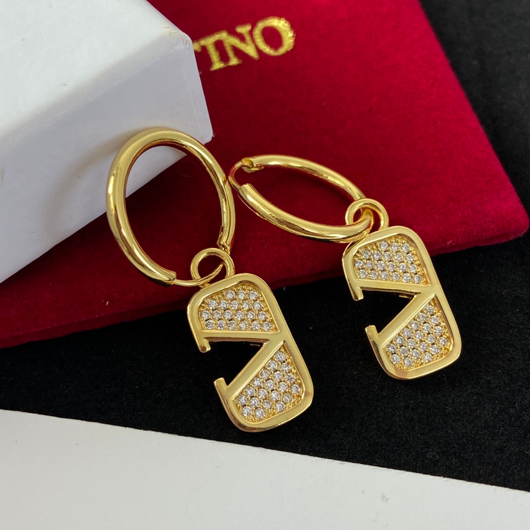 VALENTINO Sparkling Diamond Monogram Earrings