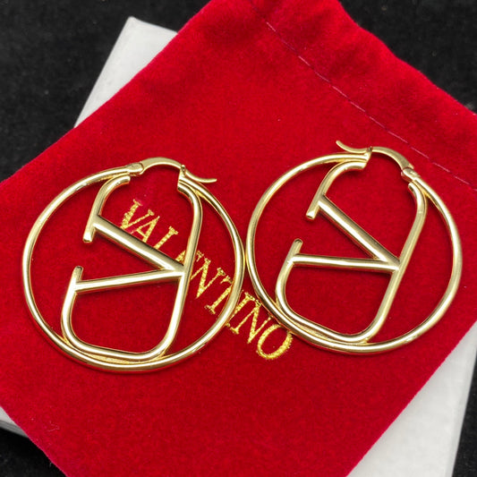 VALENTINO Classic Logo Large Round Earrings