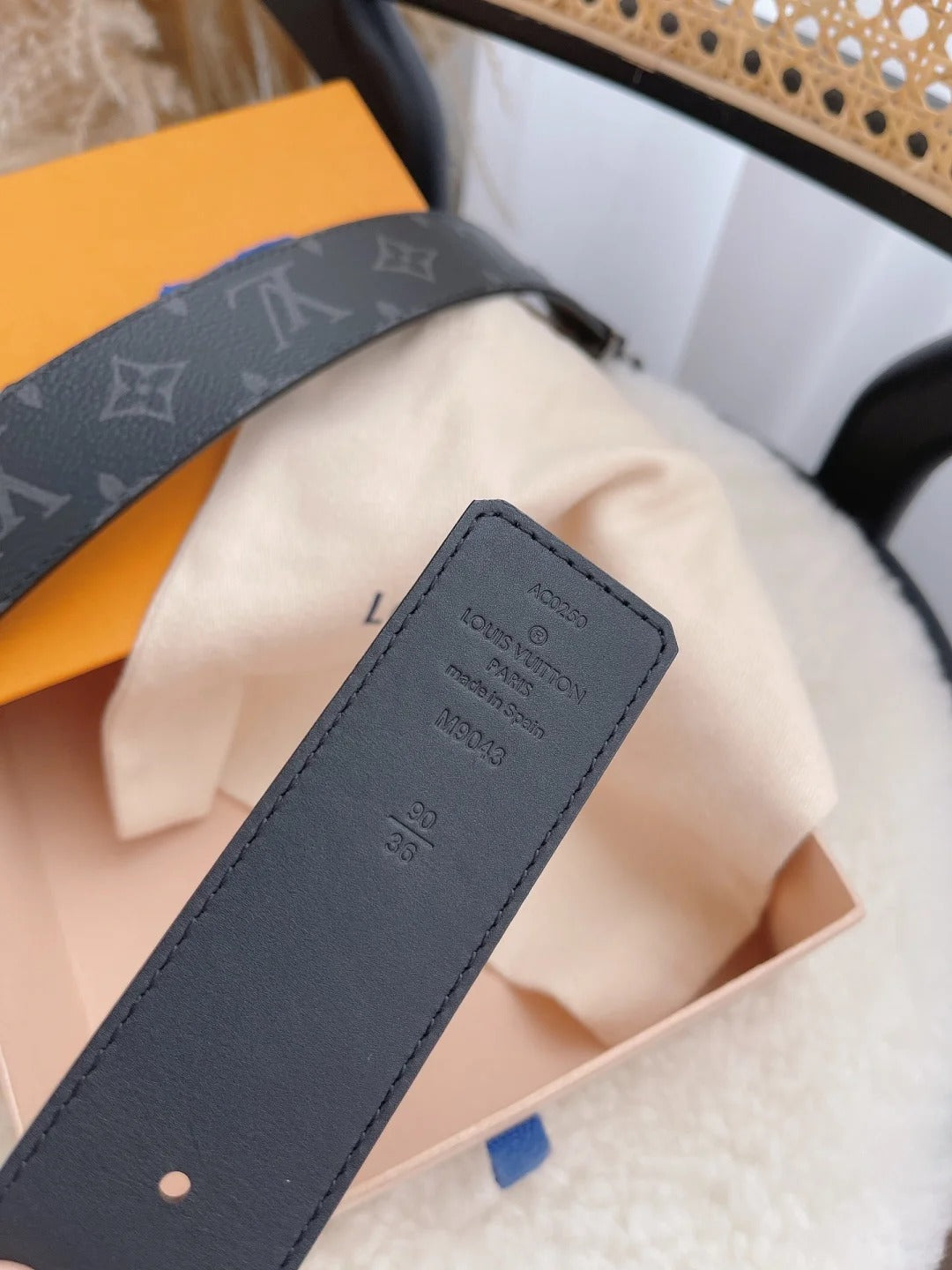 2025 Classic black monogram silver buckle belt