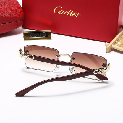 2025 Square frameless leopard head  Sunglasses 2215